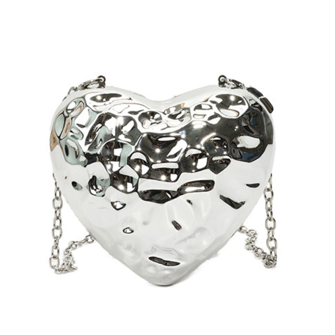 Hammered heart mini bag, another view