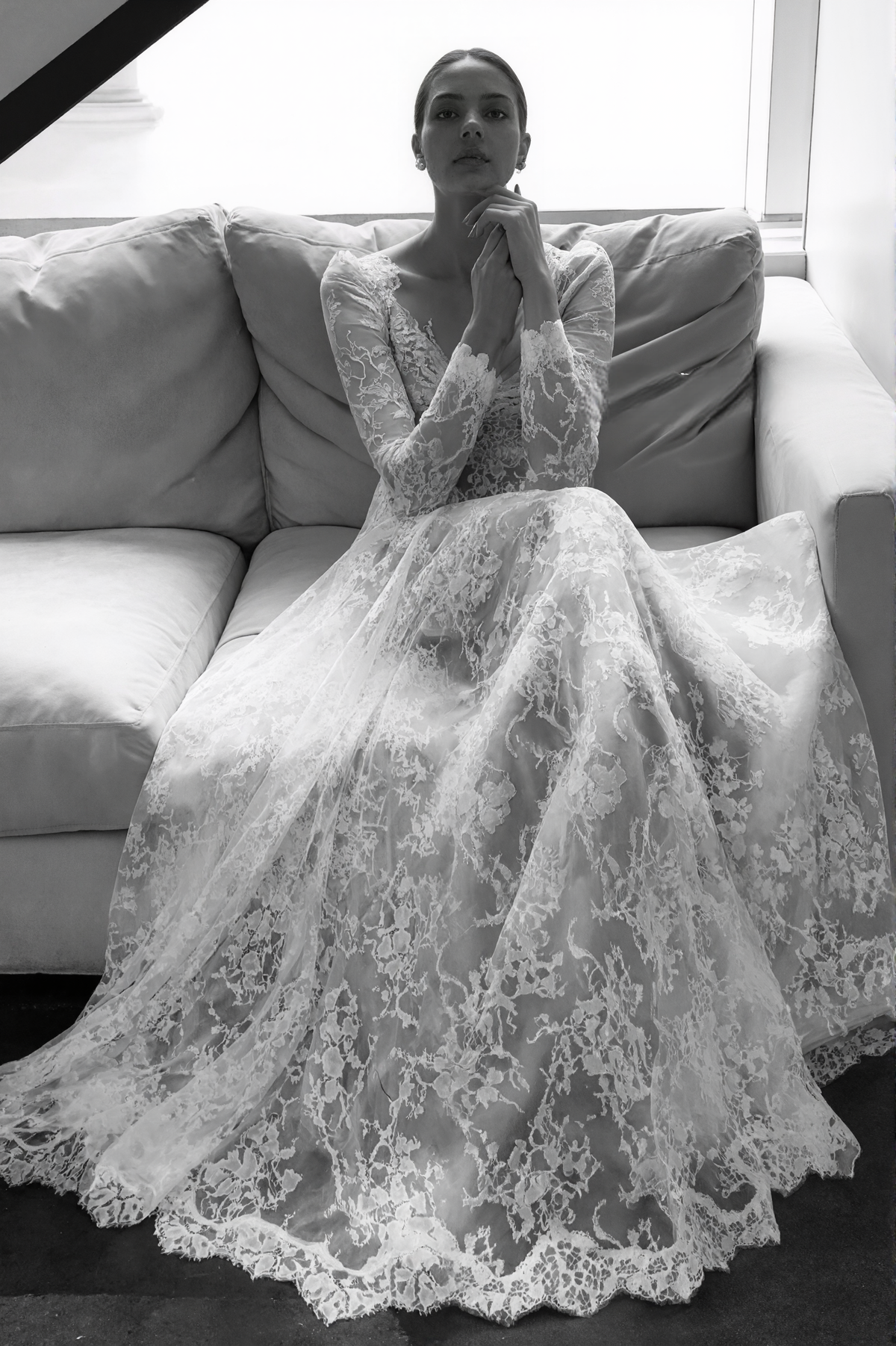 Long Sleeve Sheer Lace Robe