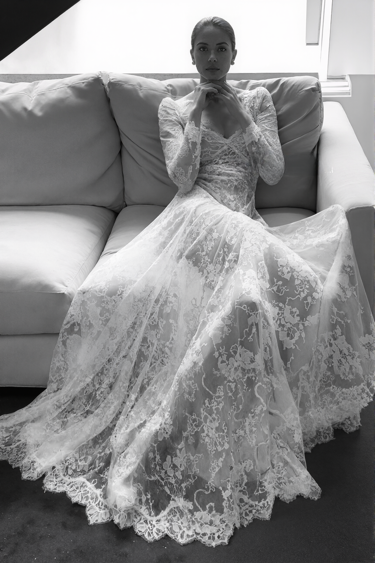 Long Sleeve Sheer Lace Robe