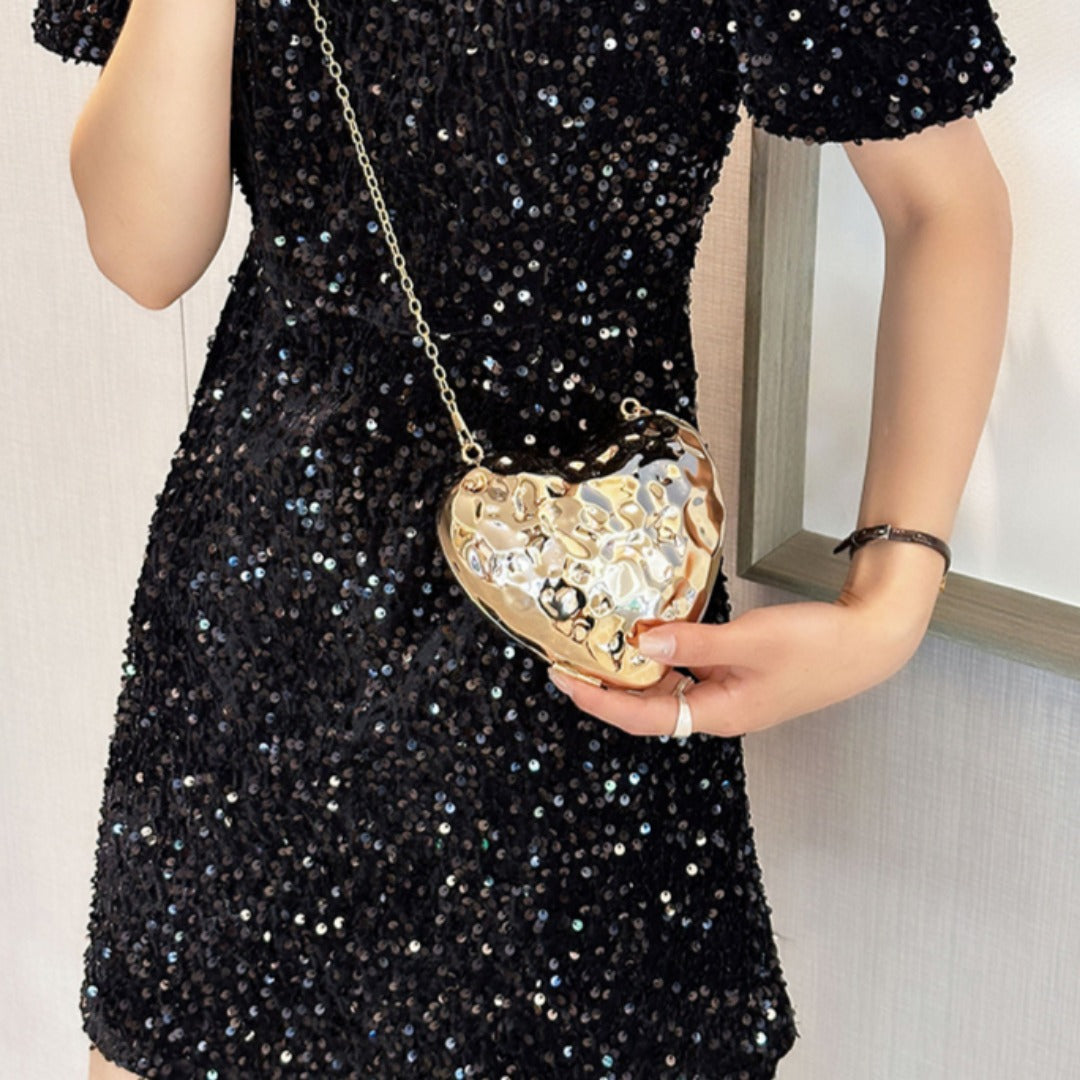 Hammered heart mini bag, another view