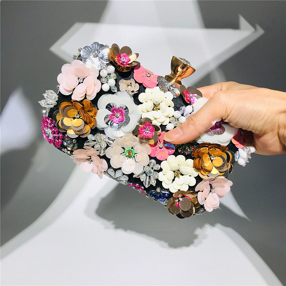 Floral satin clutch, another view