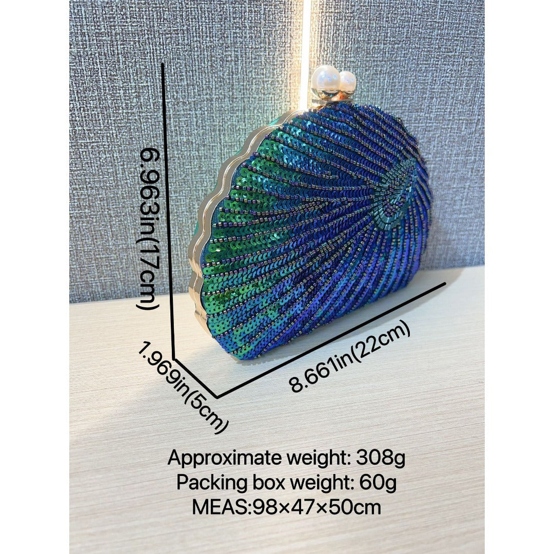 Beaded seashell clutch, another view