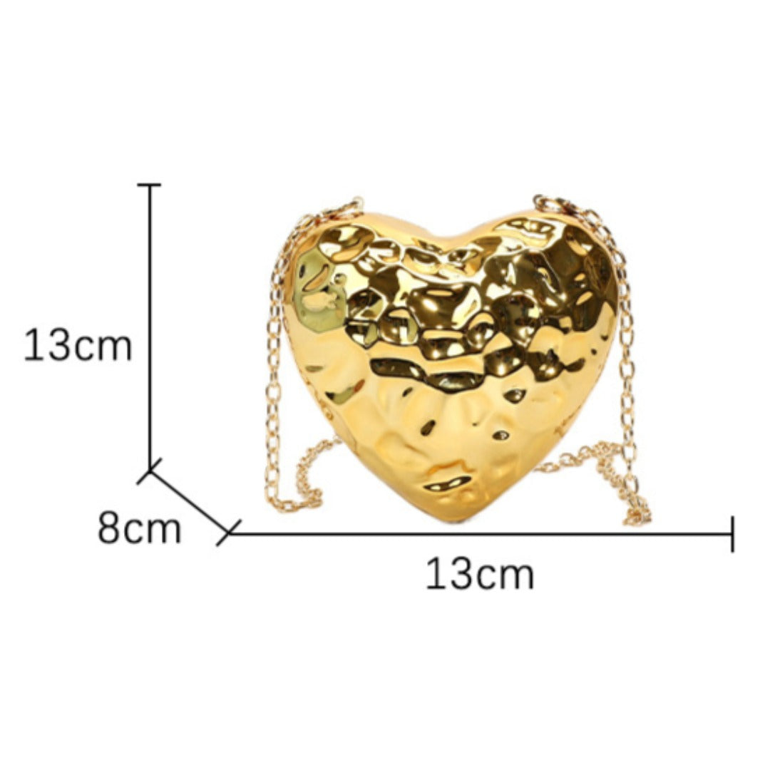 Hammered heart mini bag, another view