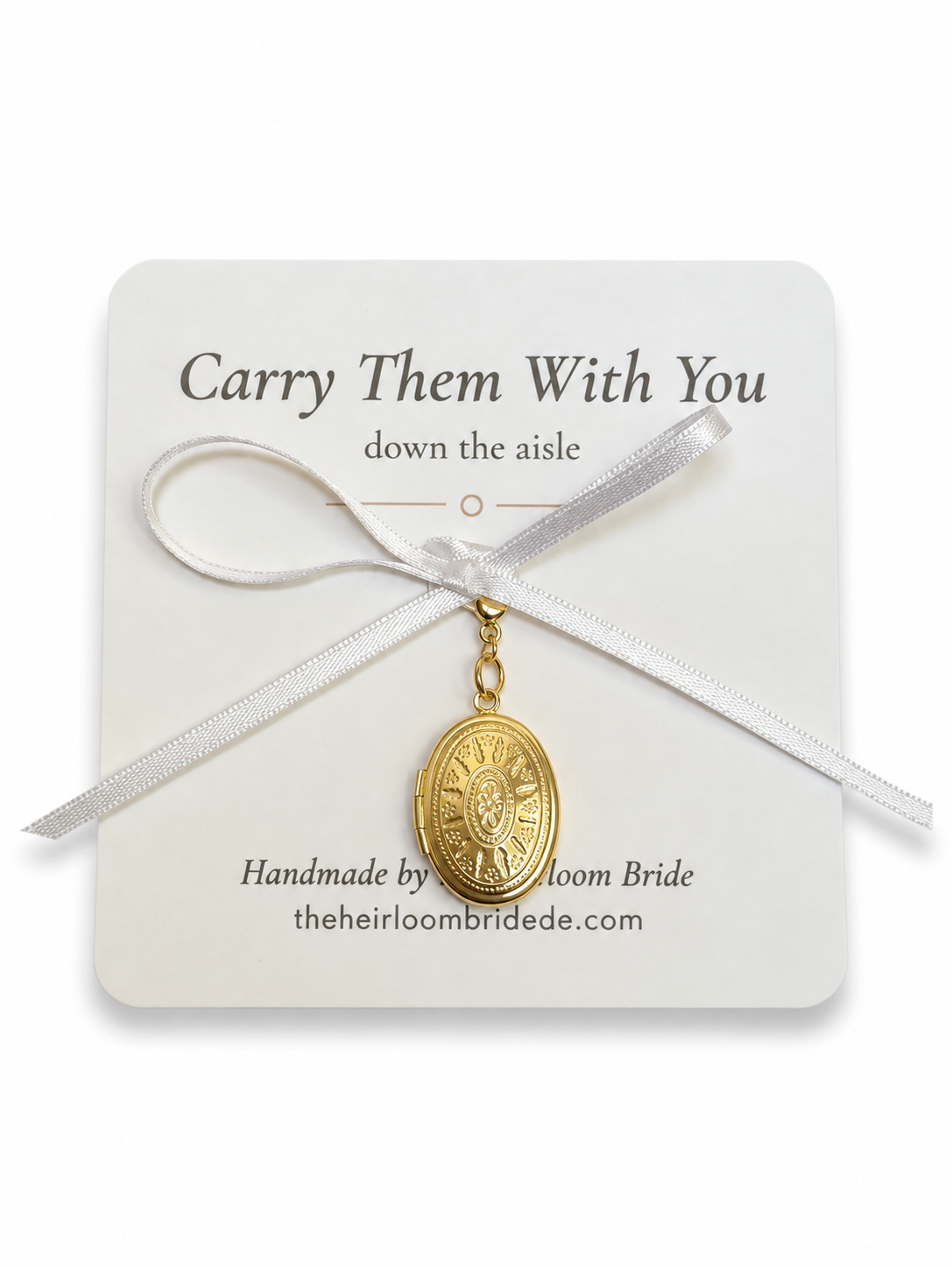 Petite engraved photo locket bouquet charm