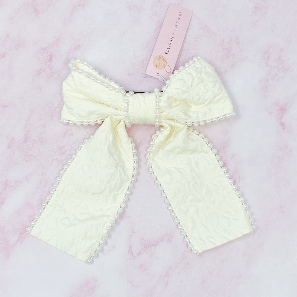 Pearl Bow Hair Barrette