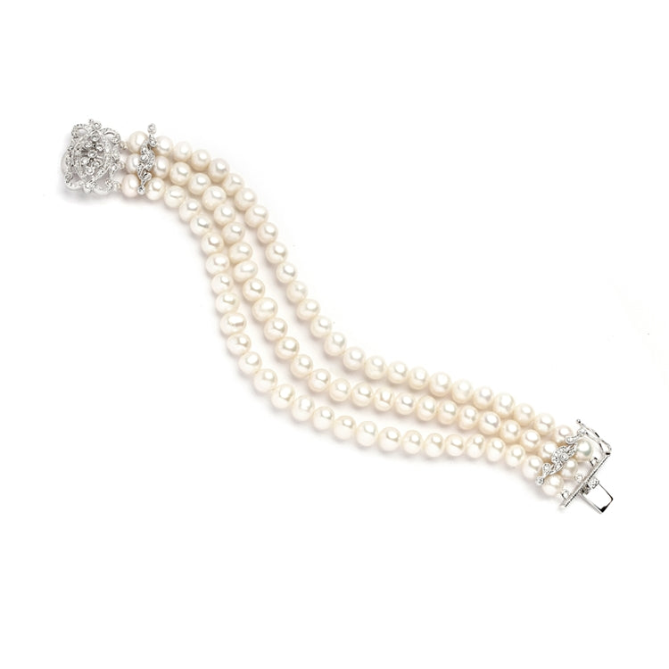 Three-row freshwater pearl bracelet