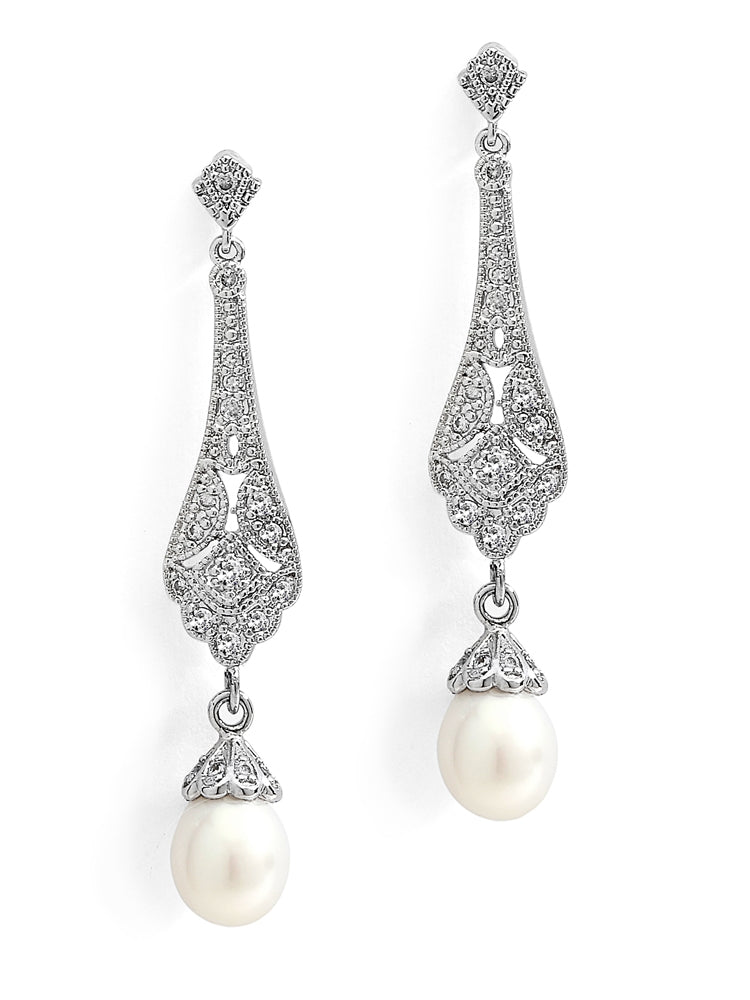 Art Deco pearl drop earrings