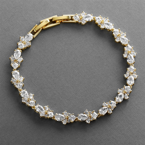 Cubic zirconia tennis bracelet, gold