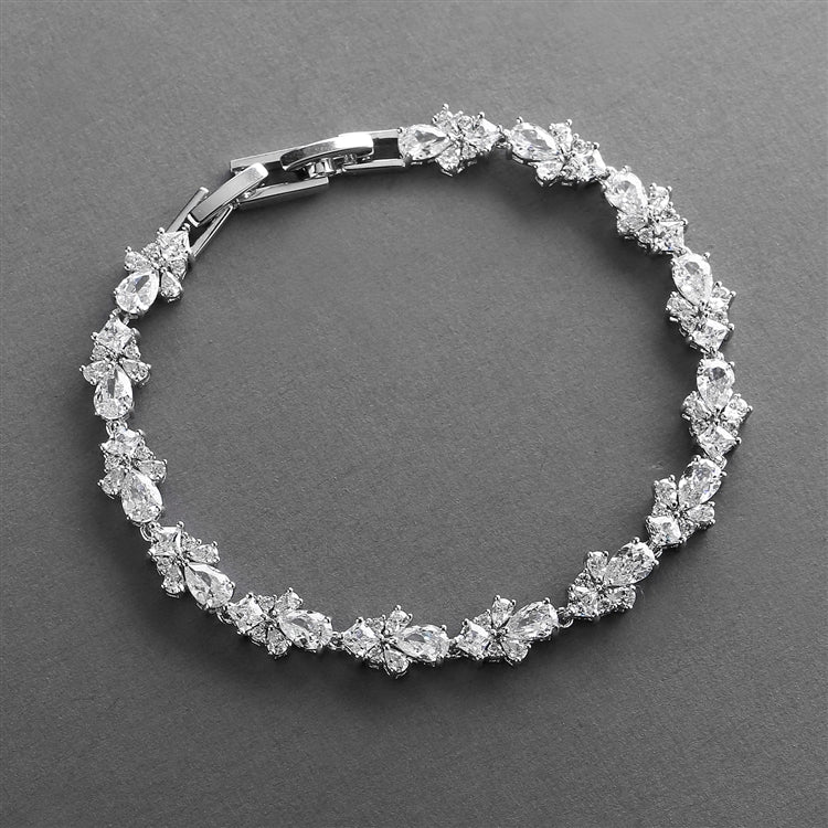 Cubic zirconia tennis bracelet, silver