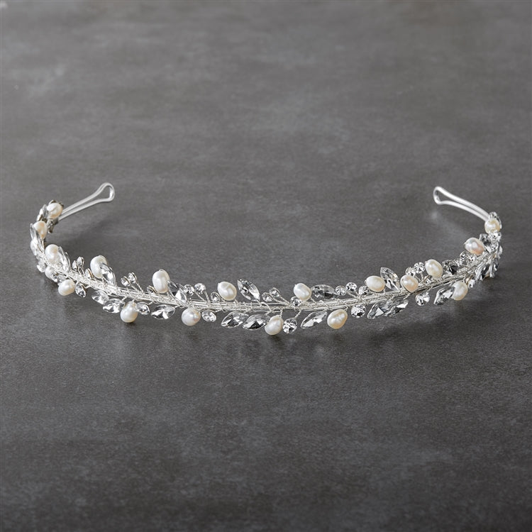 Pearl headband tiara, silver