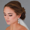 Freshwater pearl and CZ dangle earrings, silver