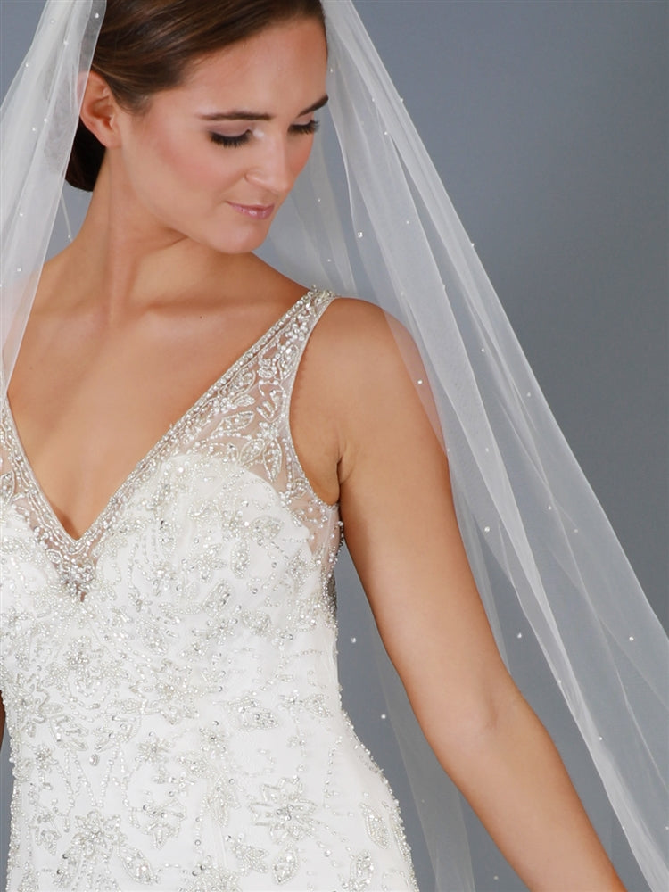 Scattered pearl veil, waltz 52 inch