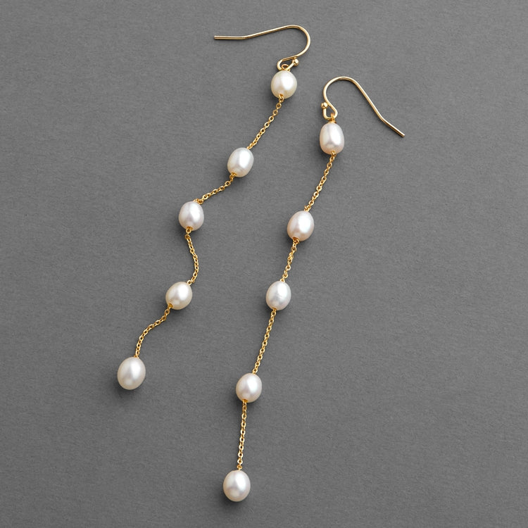 Freshwater pearl shoulder-duster earrings, ivory