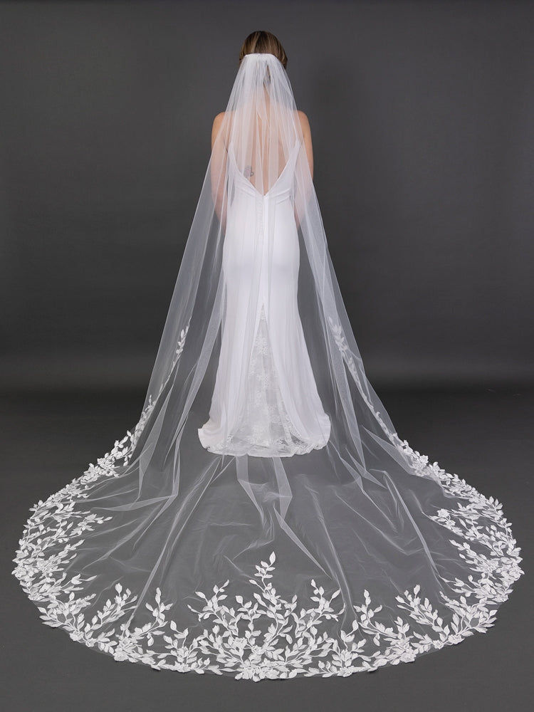 Lace petal cathedral veil