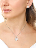 Pearl starburst necklace and earring set, silver