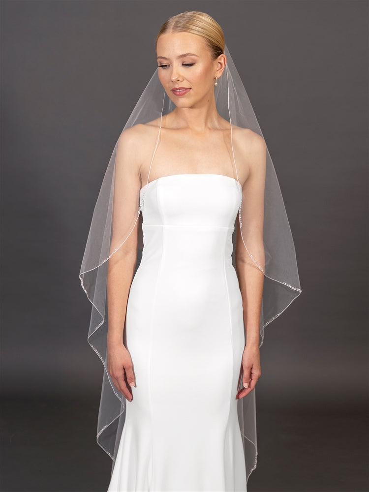 Pearl and crystal edge ballet veil