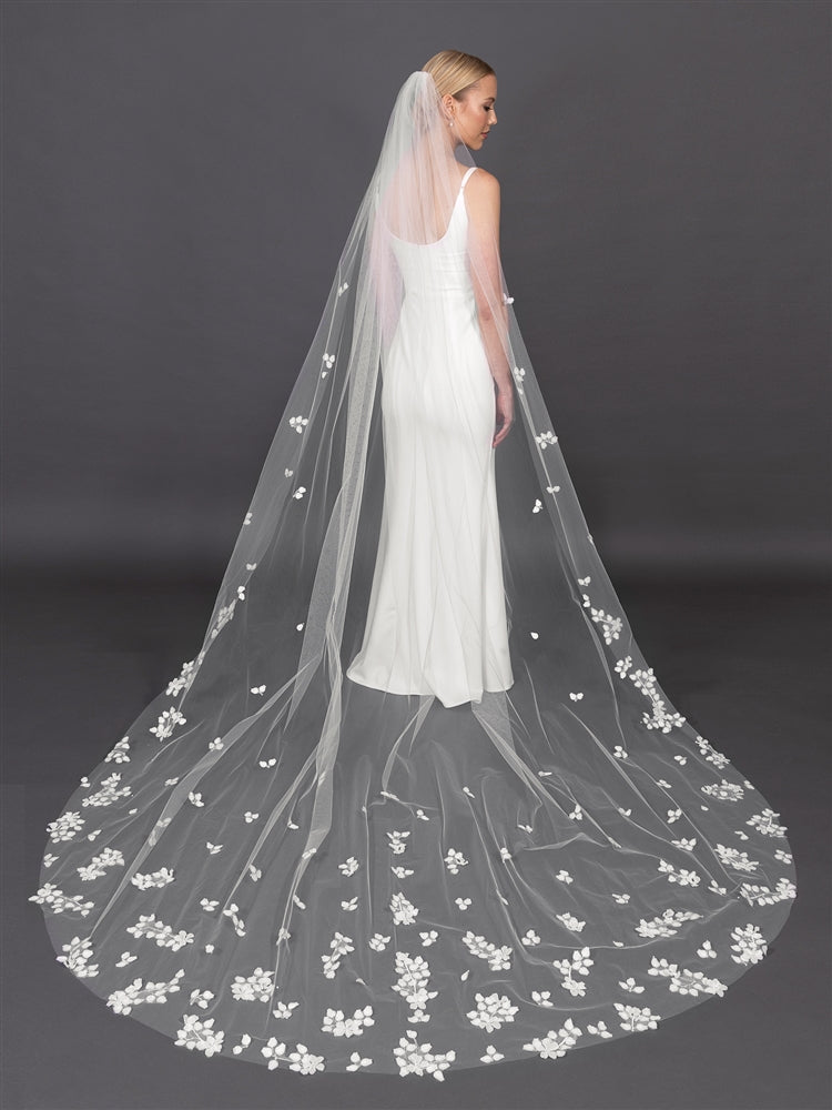 Scattered petal cathedral veil