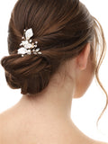Opal and pearl bridal hair pin, gold