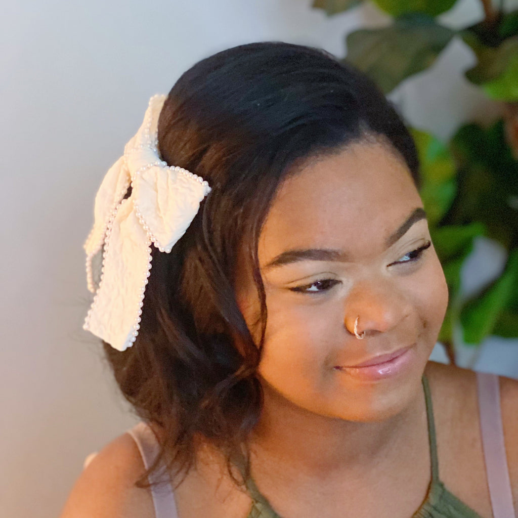 Pearl Bow Hair Barrette