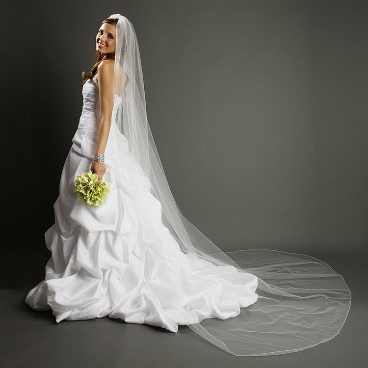 Classic pencil edge veil, cathedral length