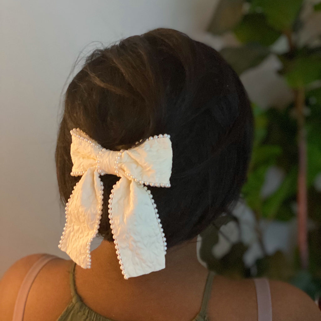 Pearl Bow Hair Barrette