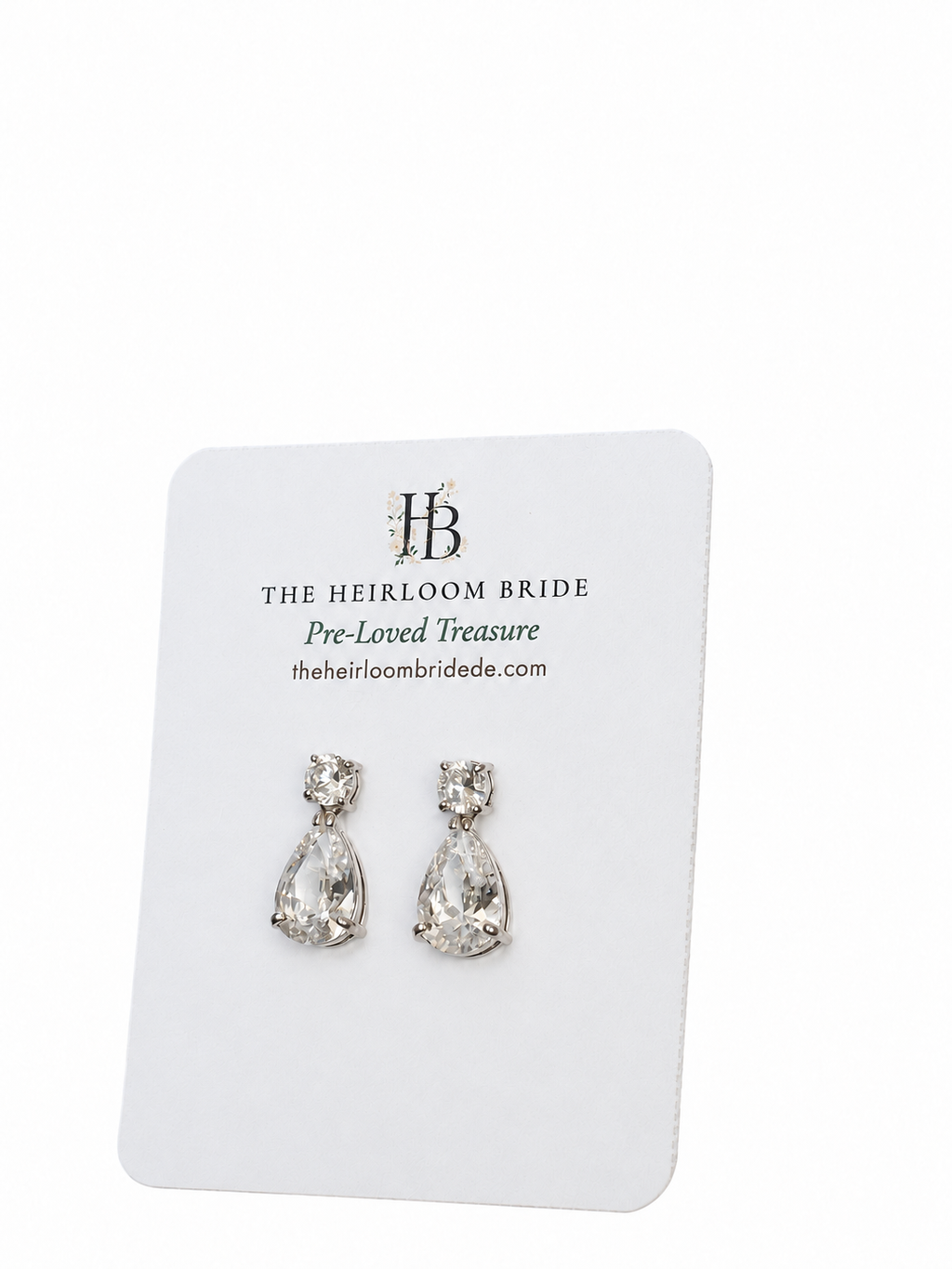 Cubic Zirconia Pear Drop Earrings, Silver