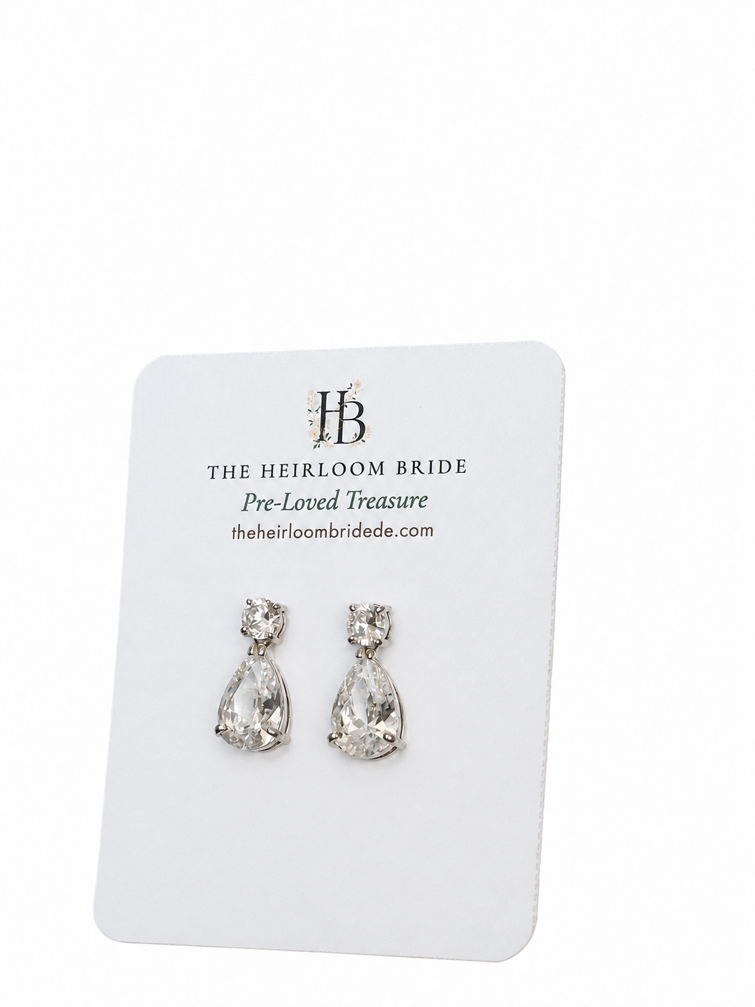 Cubic Zirconia Pear Drop Earrings, Silver