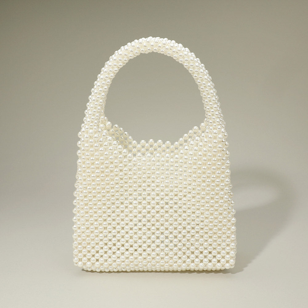 Pearl beaded top handle bridal bag
