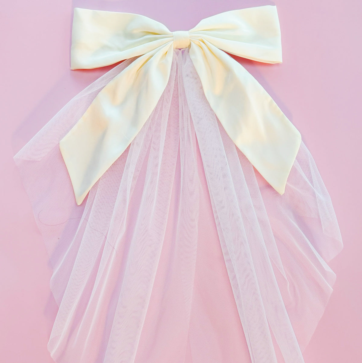 Satin Bow Veil Hair Clip