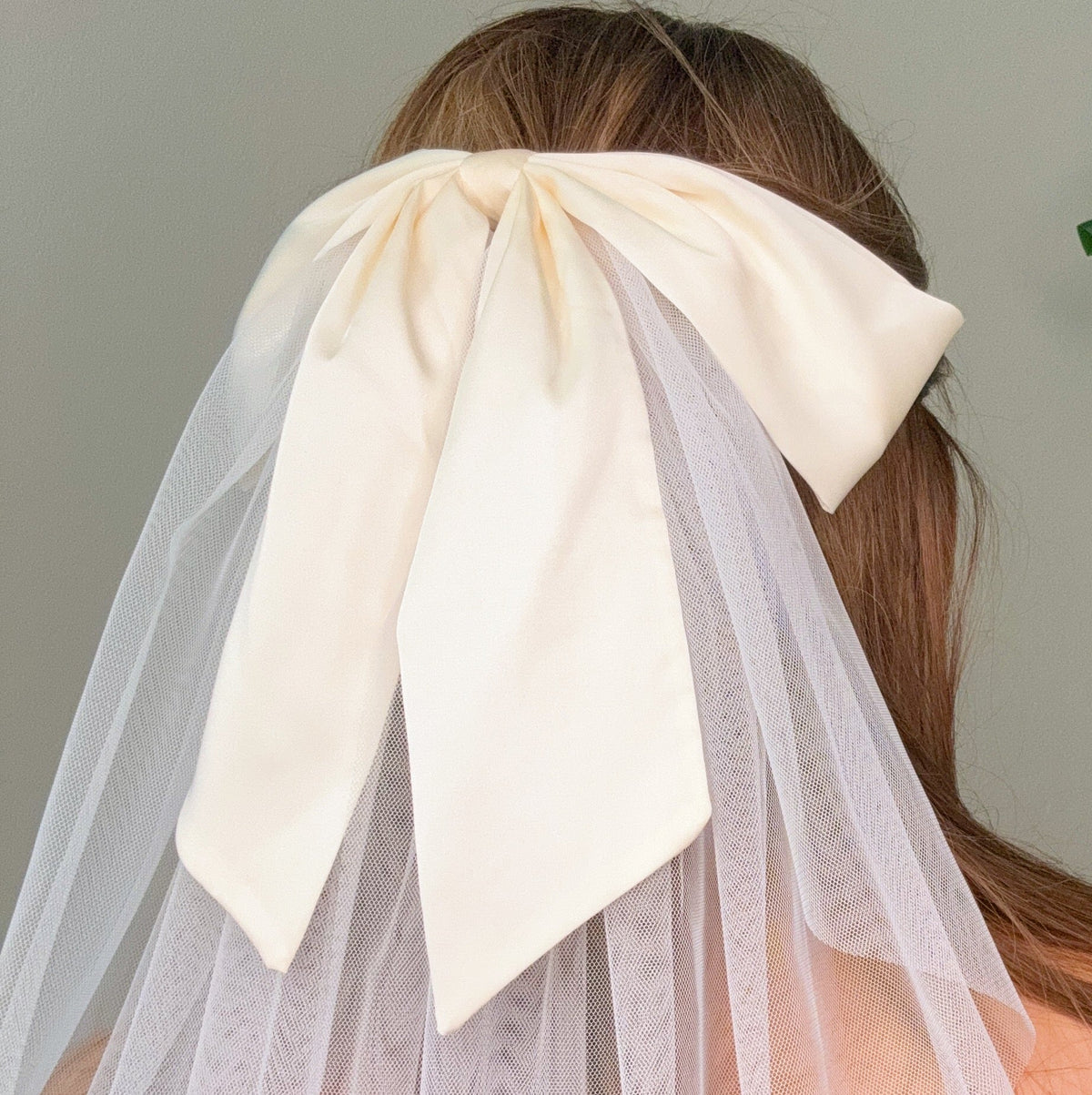 Satin Bow Veil Hair Clip