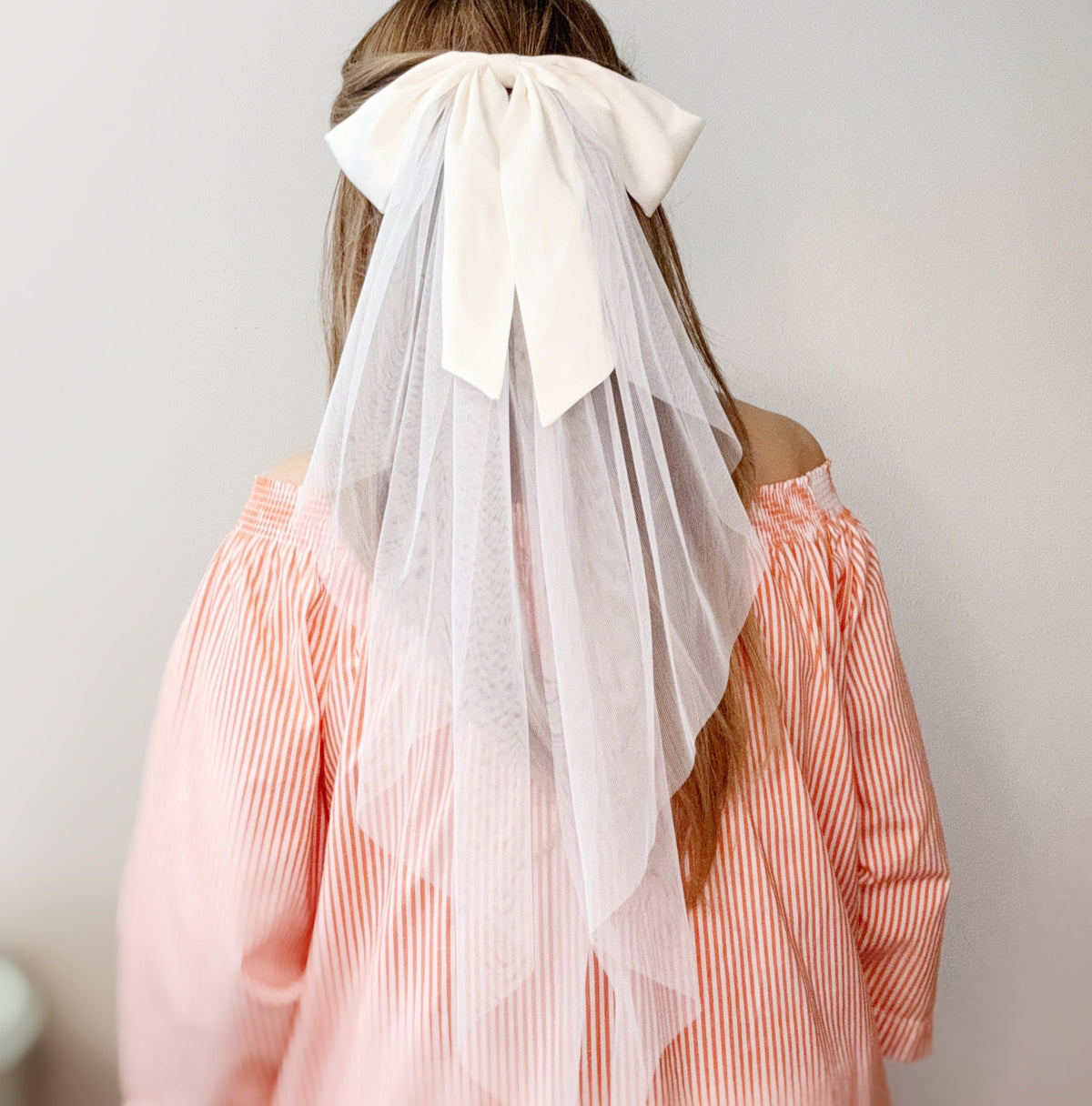 Satin Bow Veil Hair Clip