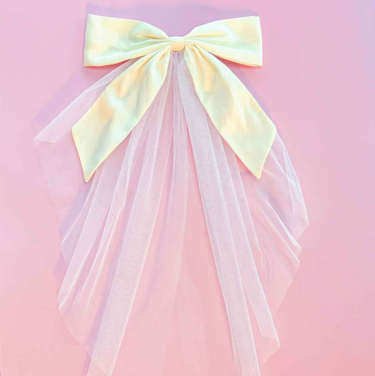 Satin Bow Veil Hair Clip