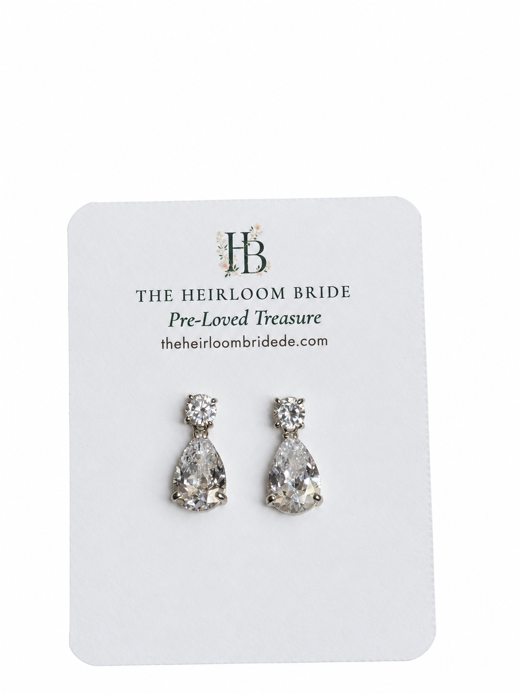 Cubic Zirconia Pear Drop Earrings, Silver
