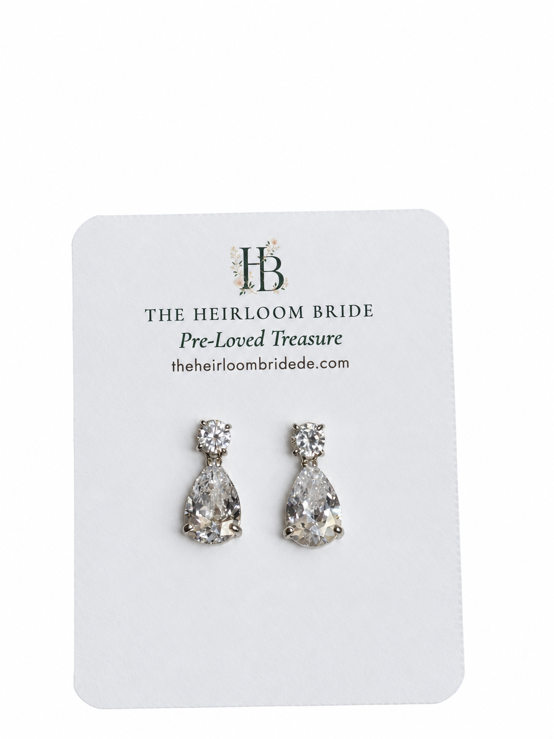 Cubic Zirconia Pear Drop Earrings, Silver