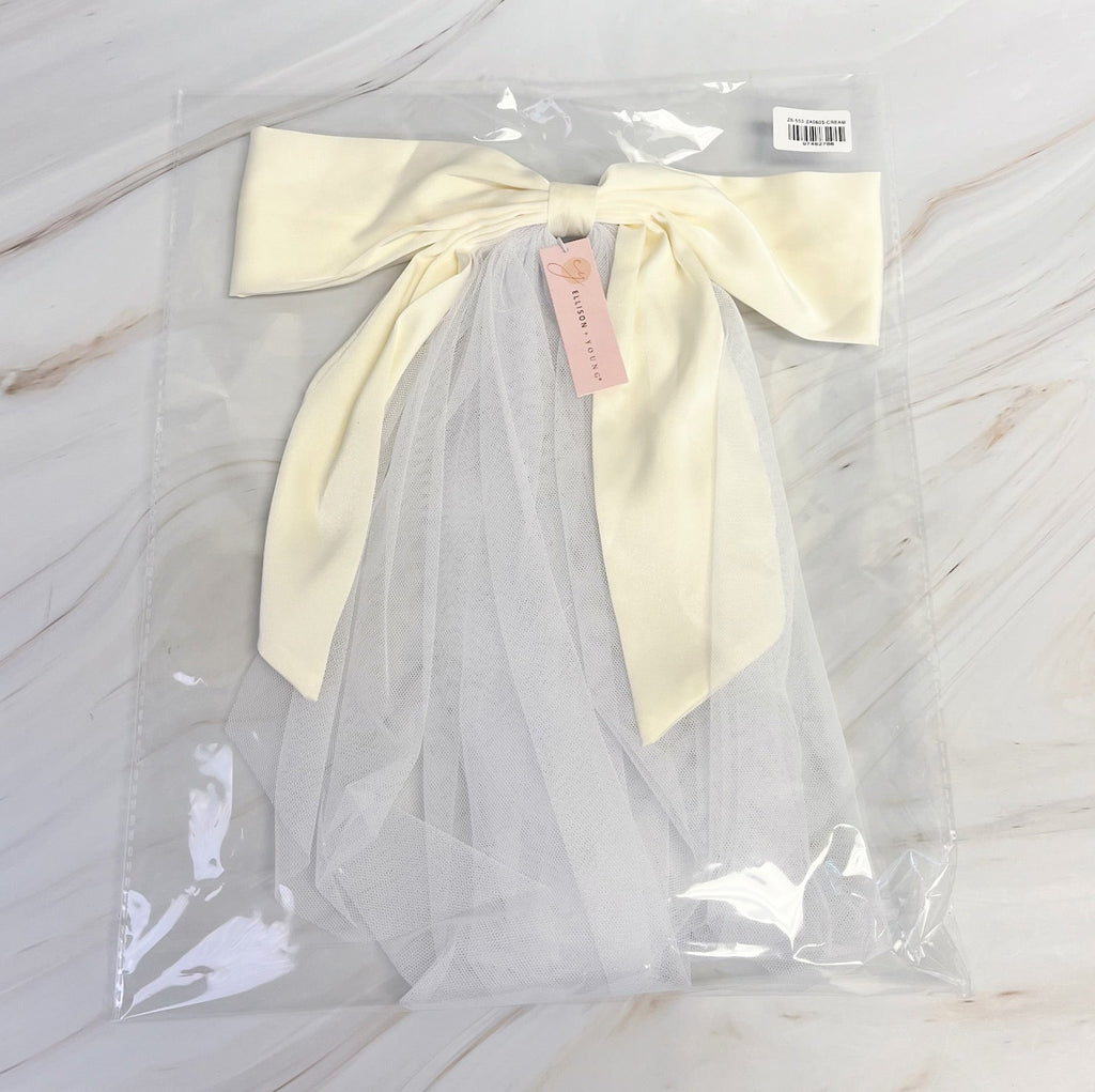 Satin Bow Veil Hair Clip