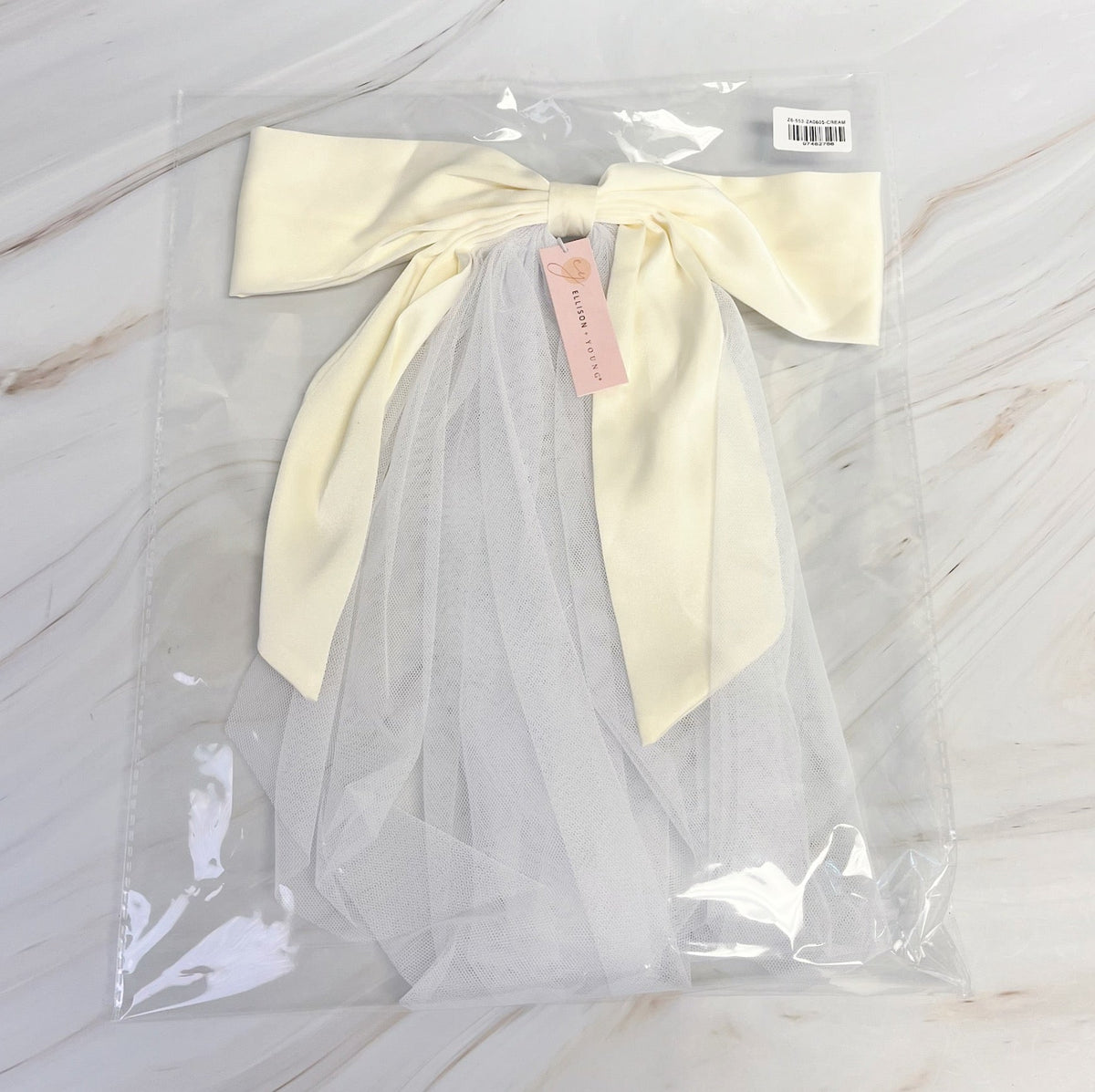 Satin Bow Veil Hair Clip
