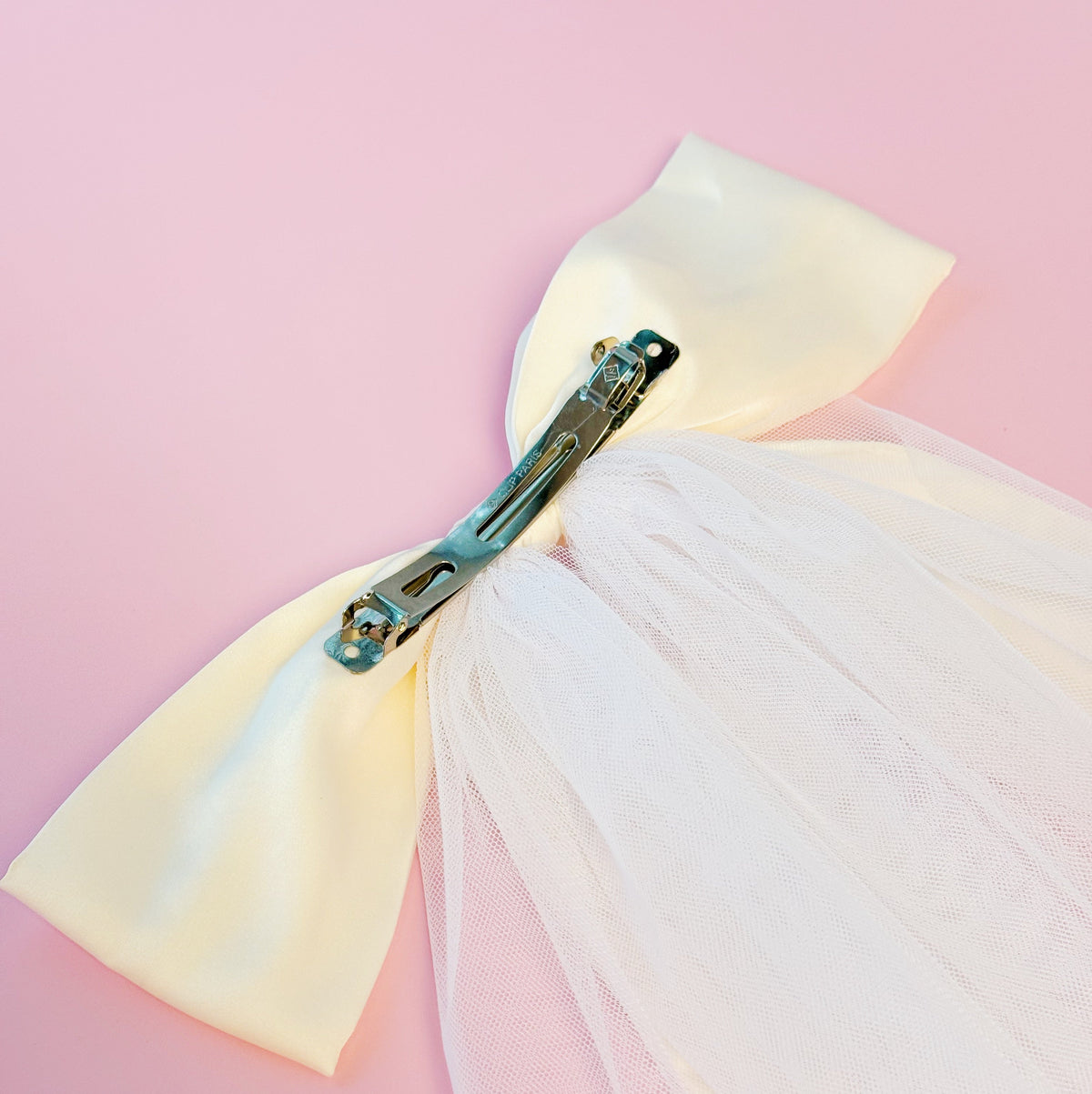 Satin Bow Veil Hair Clip