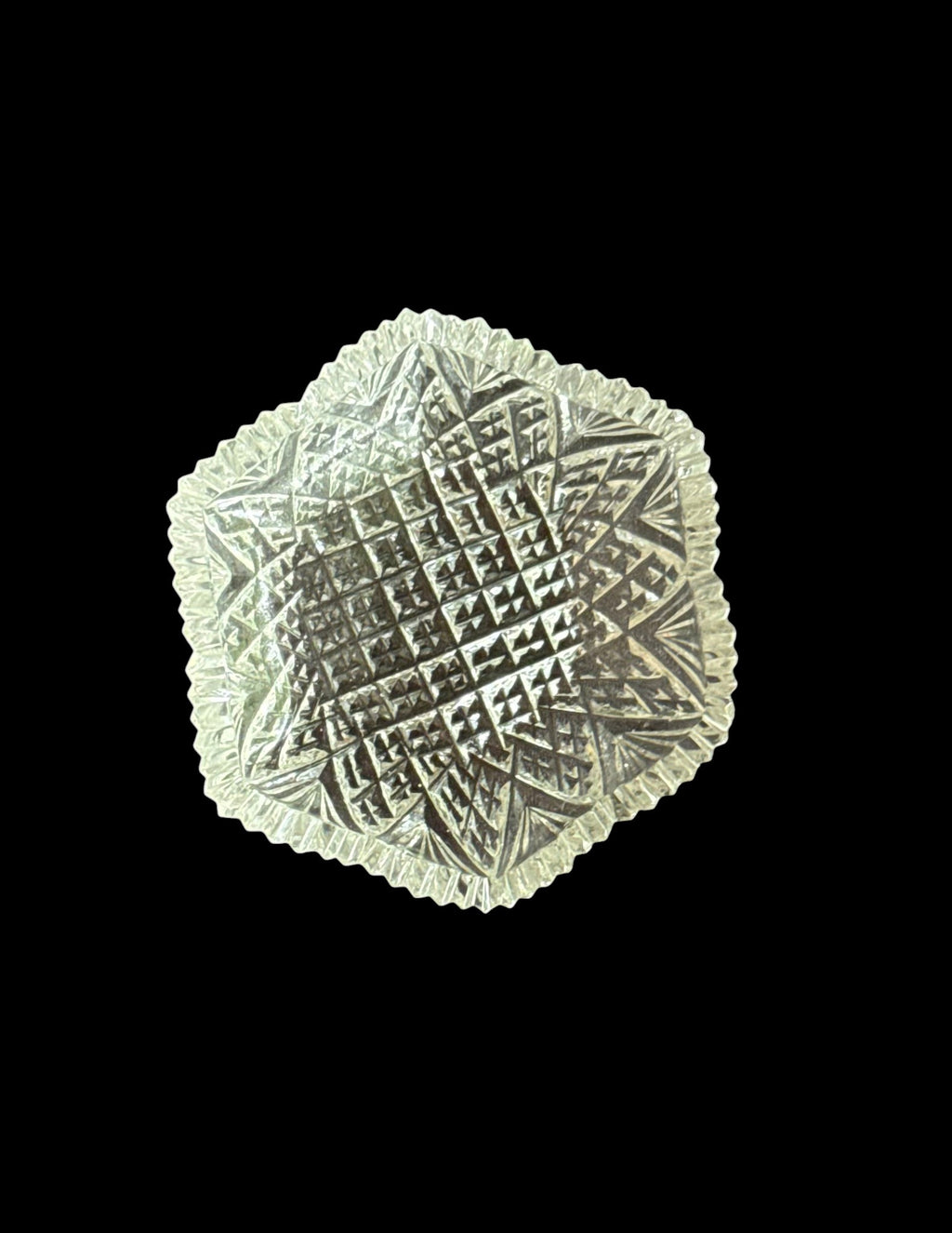 Vintage Hexagon Cut-Glass Ring Dish