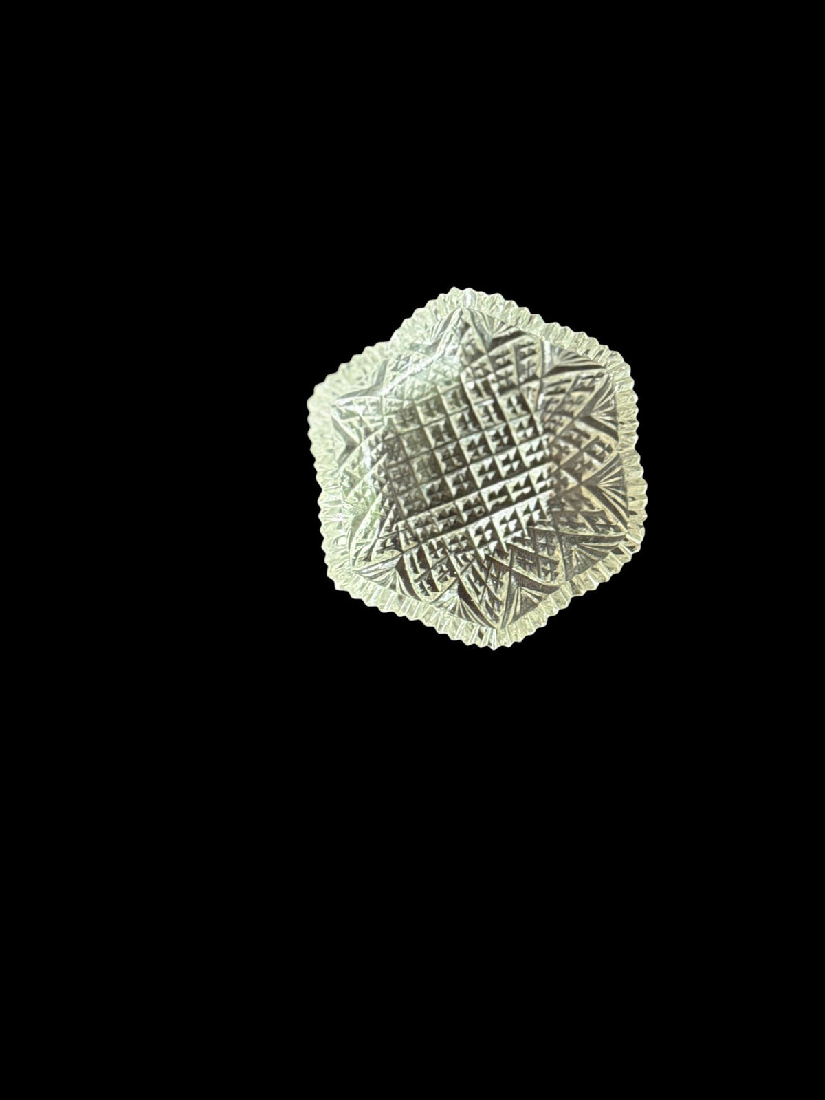 Vintage Hexagon Cut-Glass Ring Dish