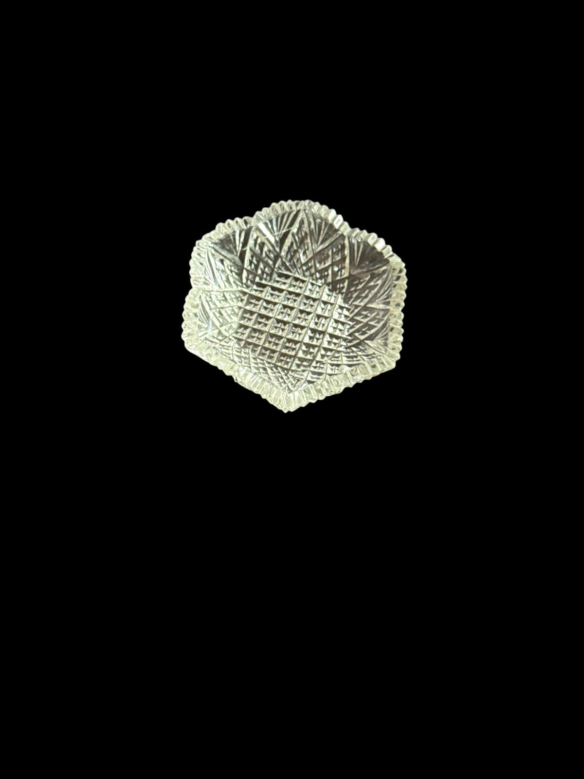 Vintage Hexagon Cut-Glass Ring Dish
