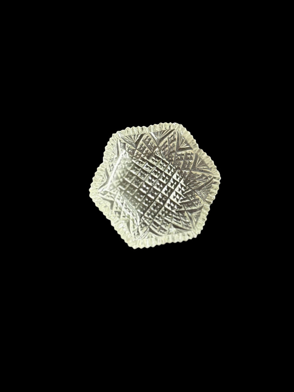 Vintage Hexagon Cut-Glass Ring Dish