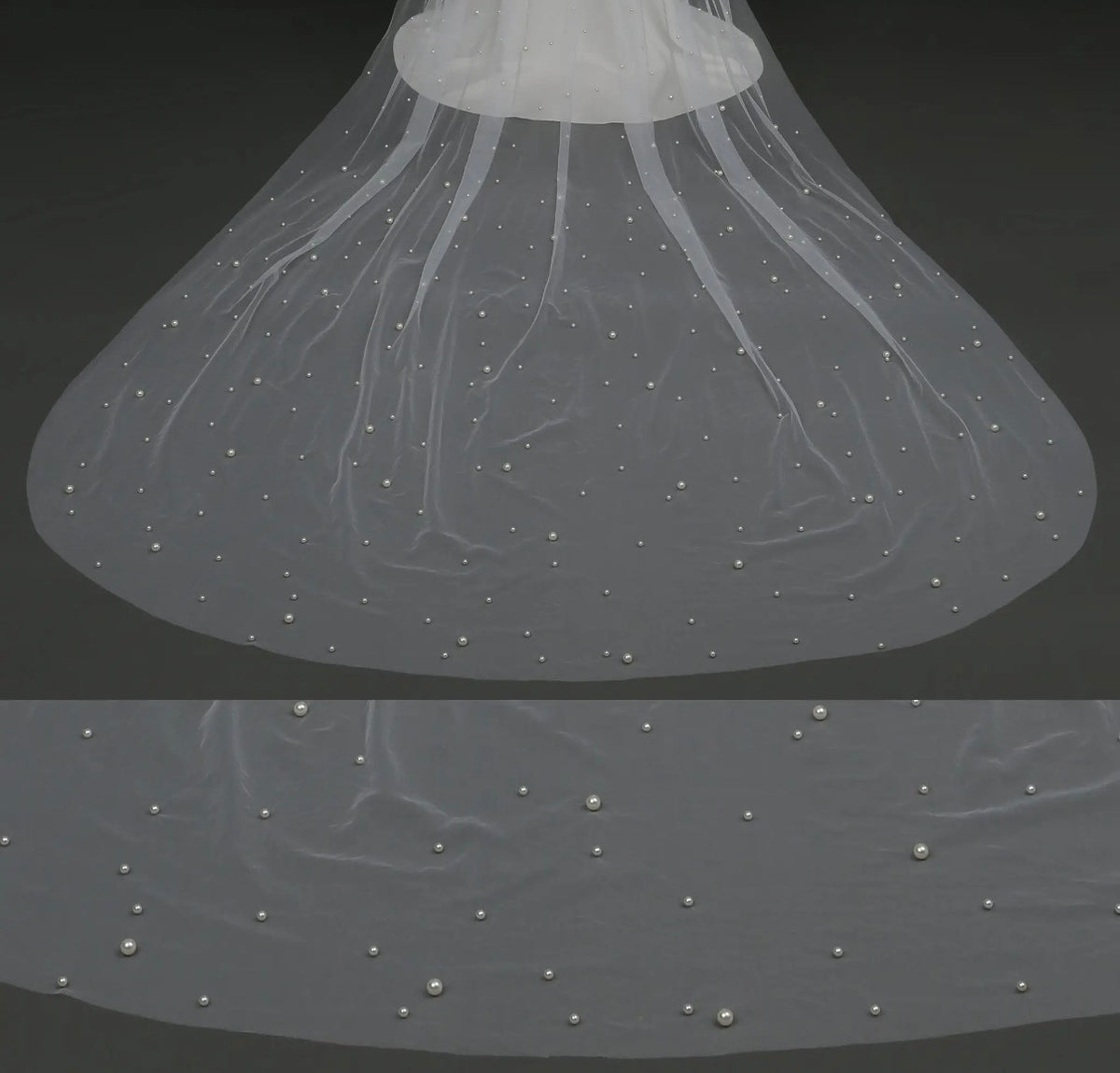 Two Tier Scattered Pearl Veil - Chapel Length