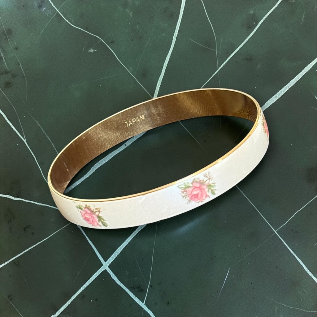 Vintage enamel bangle, gold-tone interior
