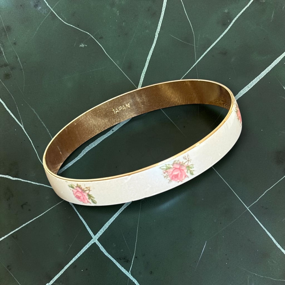 Vintage enamel bangle, gold-tone interior