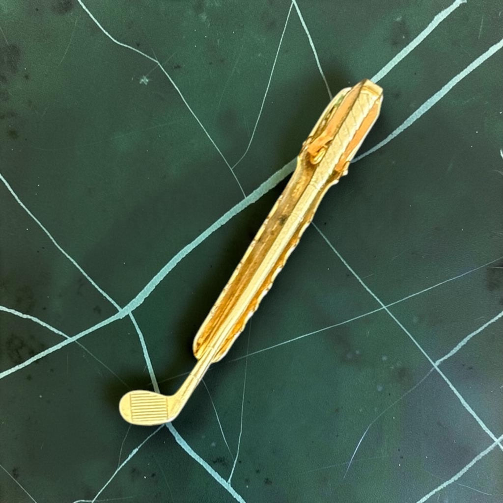 Vintage golf club tie clip, signed back