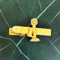 Vintage candlestick telephone tie clip, gold-tone