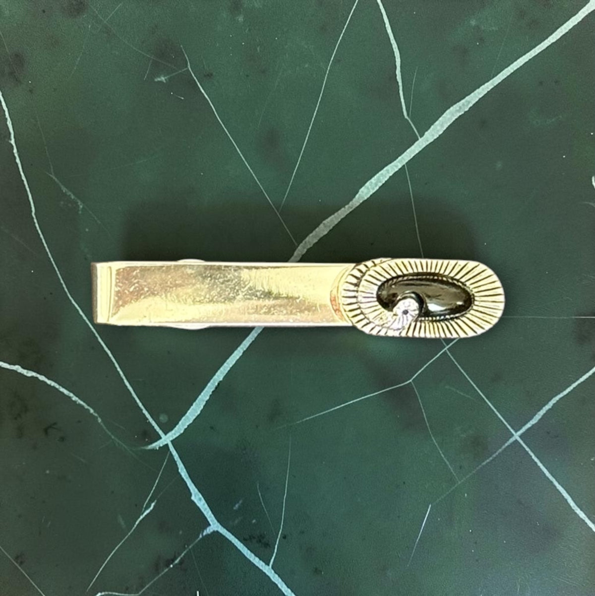 Vintage Swank tie clip with black oval