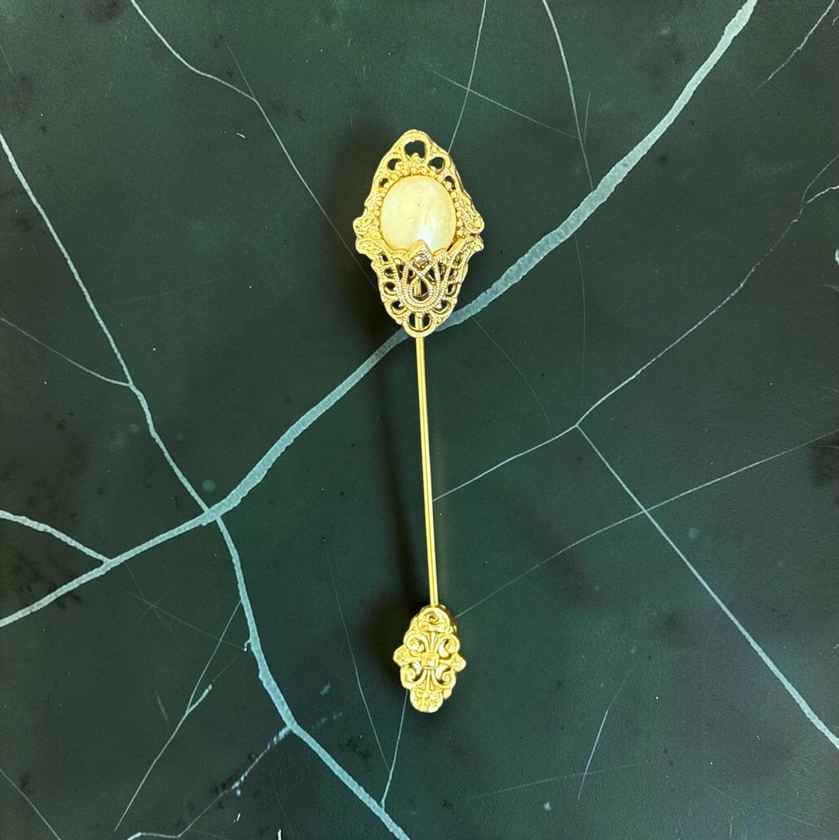 Vintage filigree stick pin, another view