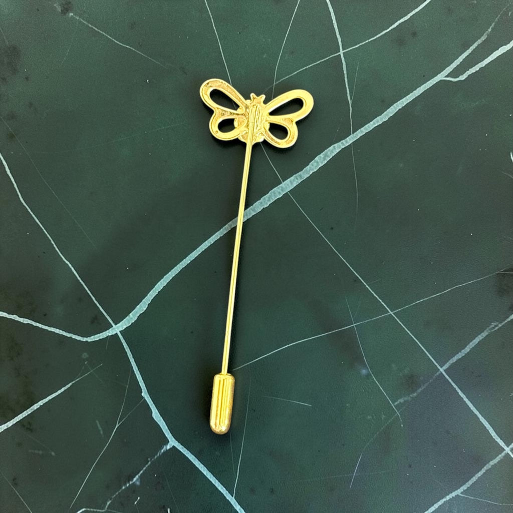 Vintage butterfly stick pin, detail