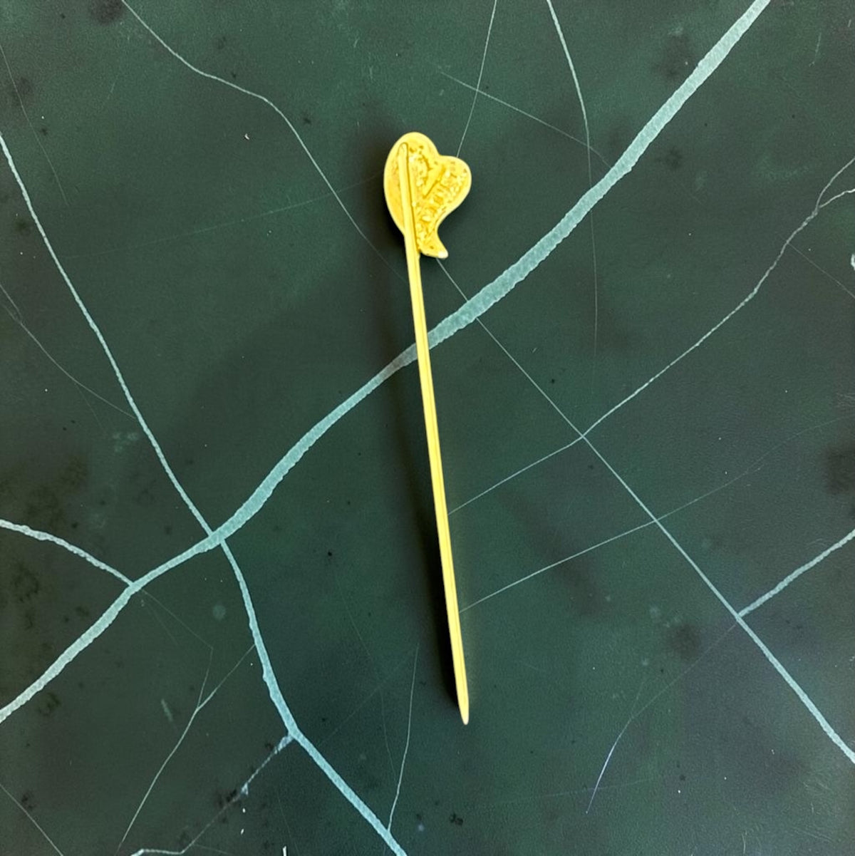 Vintage Monet heart stick pin, detail